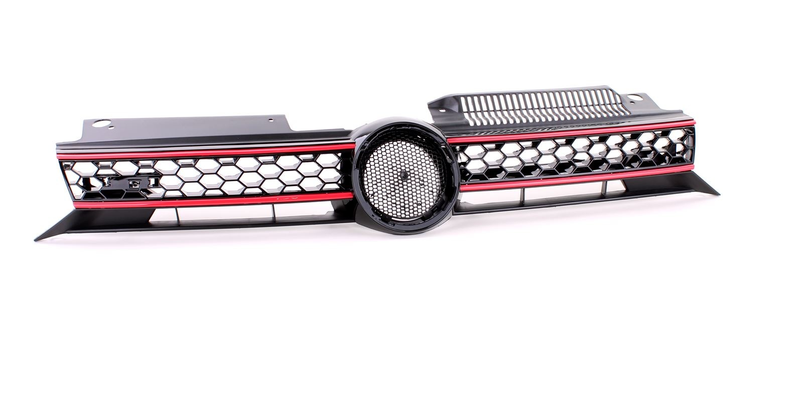Honingraat grill - VW Golf 6 GTI 08-13 - Sportief rooster - Zwart/rood