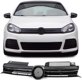 Autogrille geschikt voor VW Golf 6 08-13 - Sportrooster - Zwart Glans met Chromen strips