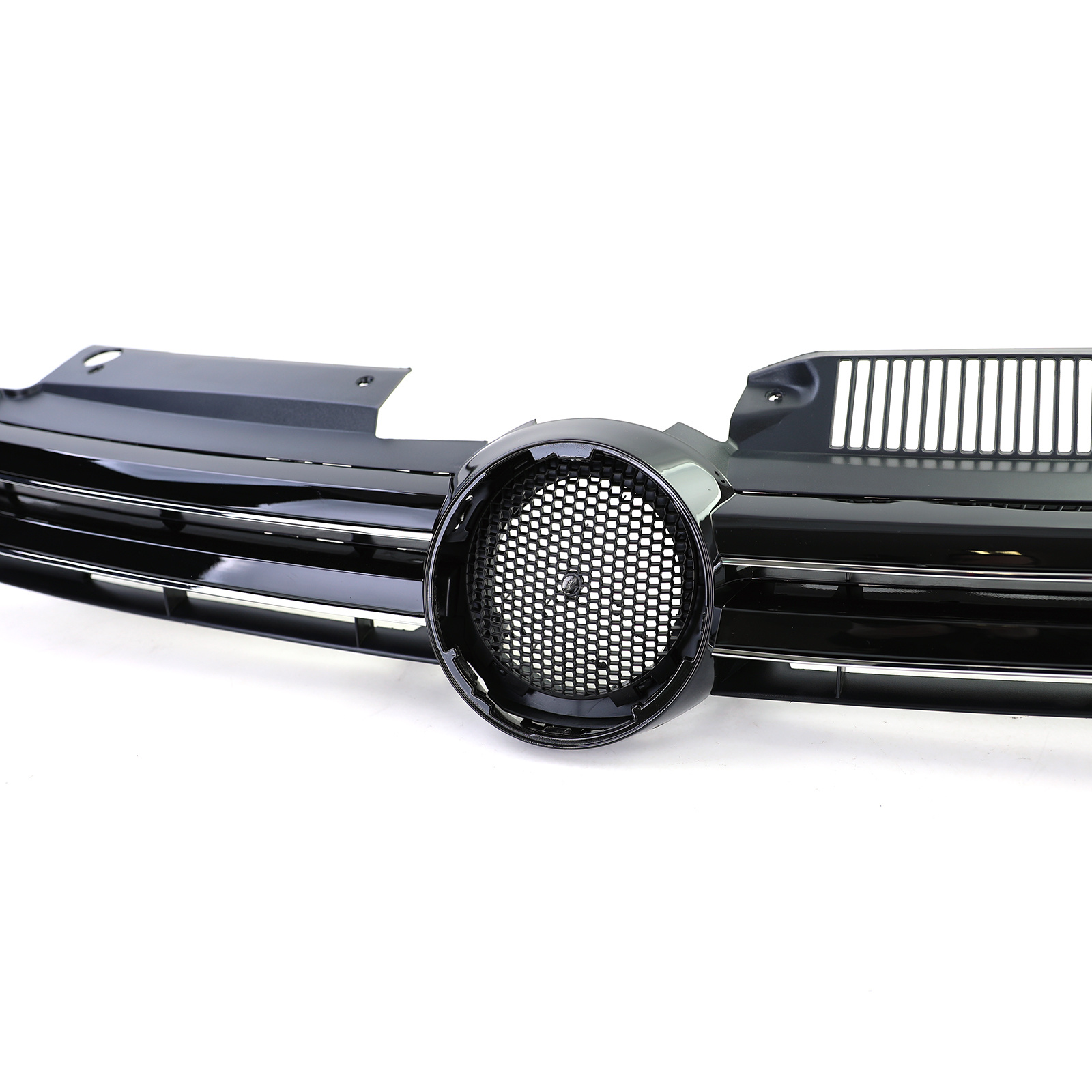 Autogrille geschikt voor VW Golf 6 08-13 - Sportrooster - Zwart Glans met Chromen strips