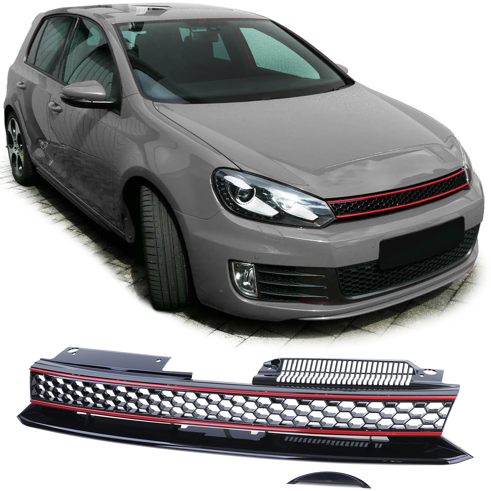 Autogrille geschikt voor VW Golf 6 GTI 08-13 - Sportieve look - Honingraat ontwerp