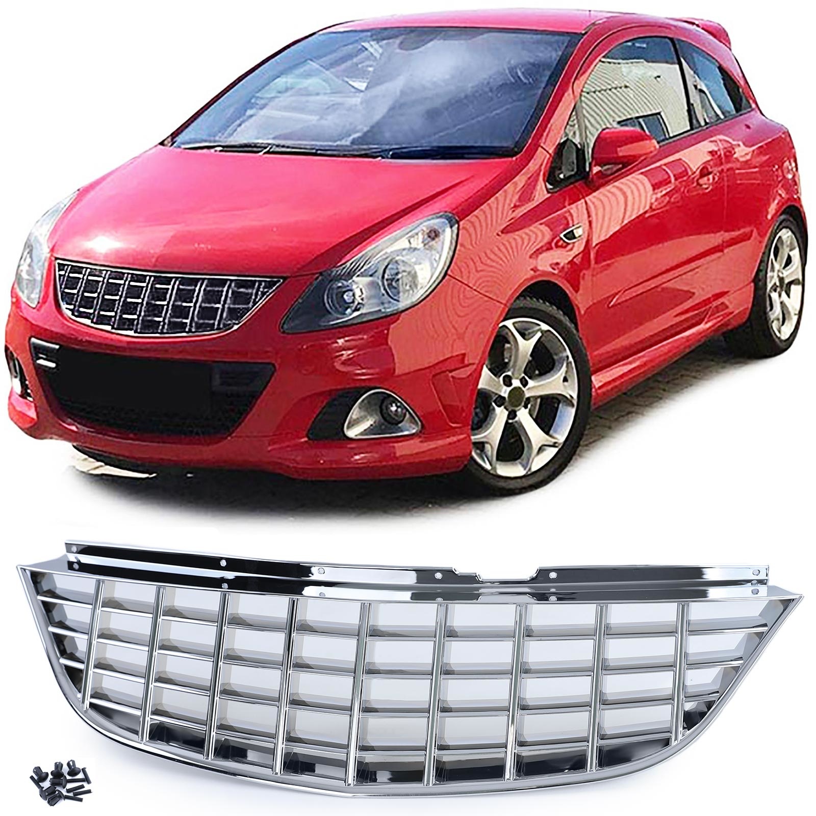 Autogrille geschikt voor Opel Corsa D 06-10 - Sportieve look - Chroom