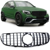 Autogrille geschikt voor Mercedes GLC X253 SUV 15-20 - Sport rooster - Glanzend zwart