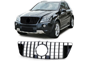 Autogrille geschikt voor Mercedes M Klasse W164 Facelift 08-11 - Sportieve look - Zwart Glans
