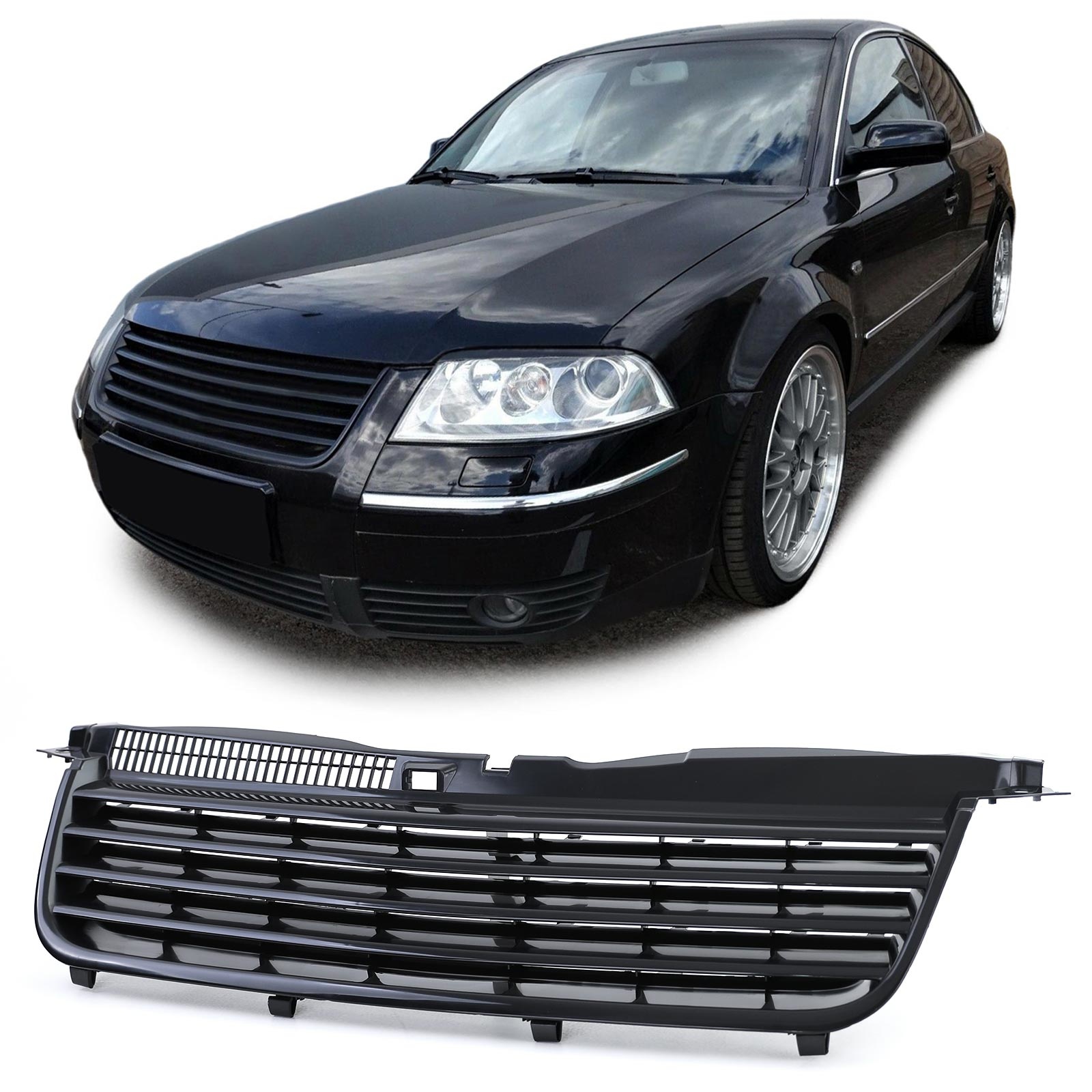 Autogrille - VW Passat 3BG 00-05 - Sportief uiterlijk - Badgeloos zwart