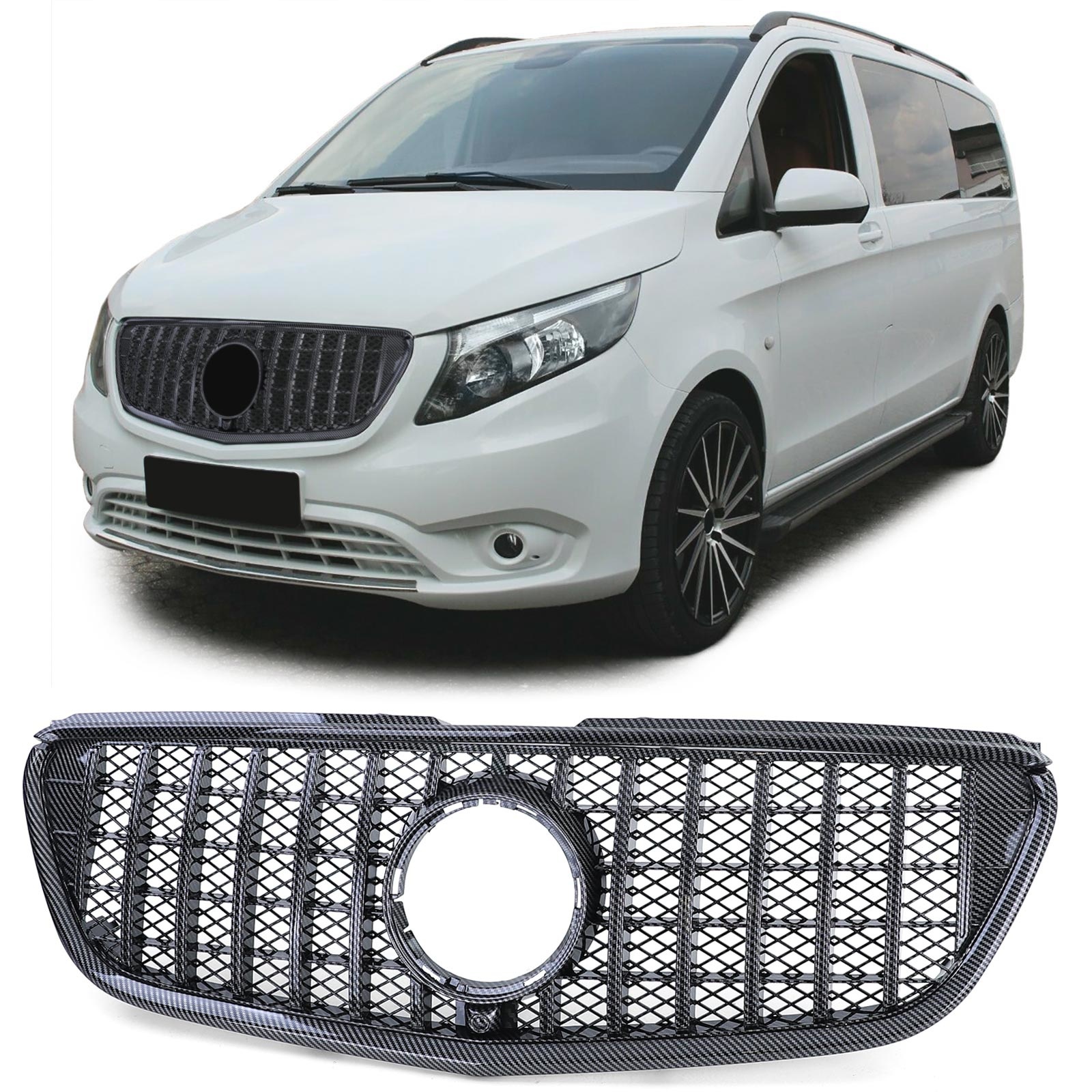 Autogrille - Mercedes Vito W447 14-19 - Carbon Look - Sportieve Uitvoering