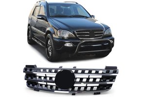 Autogrille - Mercedes M Klasse ML W164 05-08 - Zwart Hoogglans - Chroom Rand