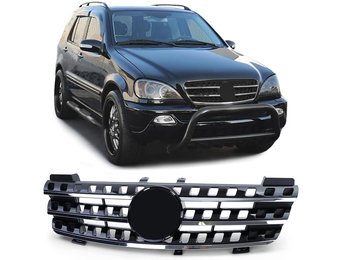 Autogrille - Mercedes M Klasse ML W164 05-08 - Zwart Hoogglans - Chroom Rand
