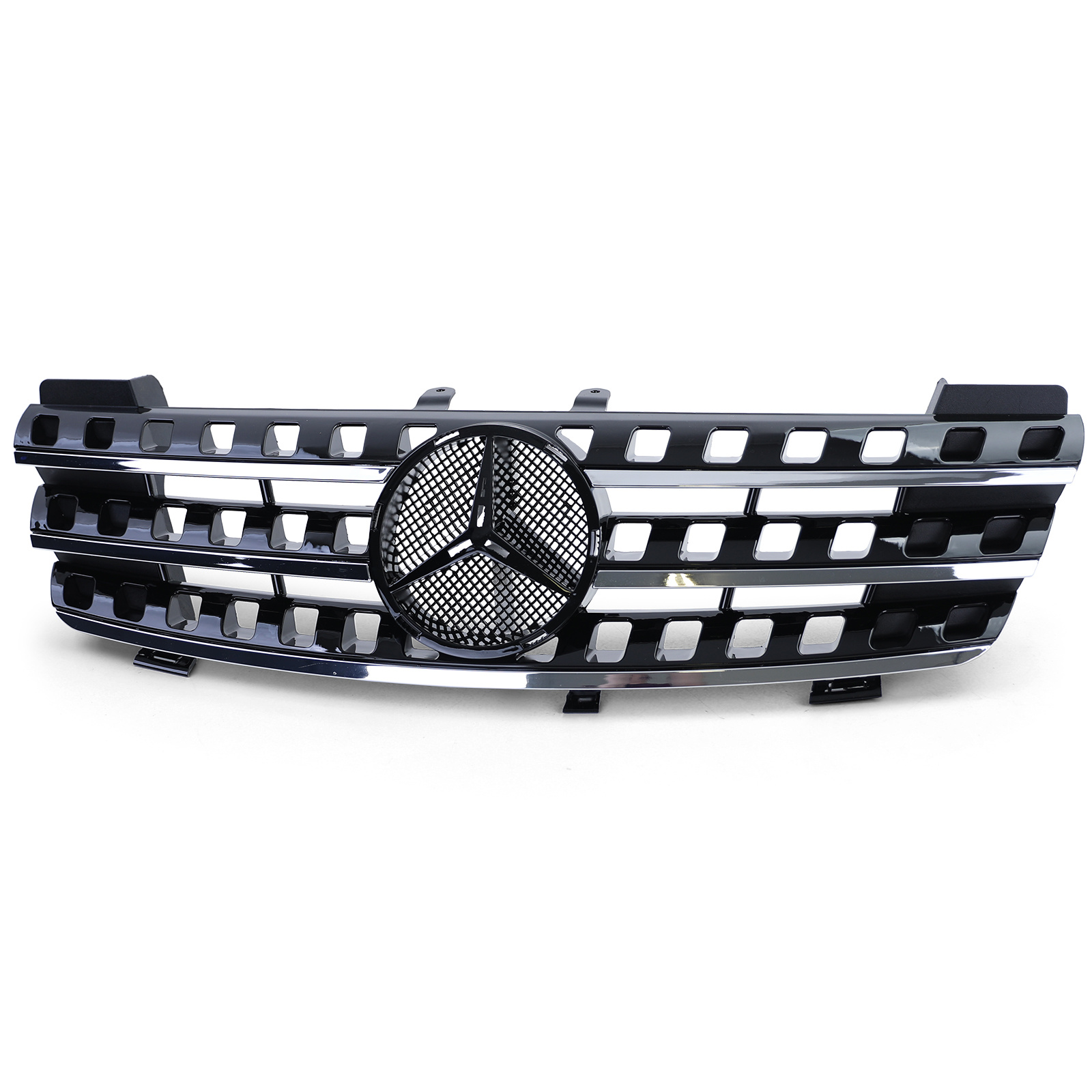 Autogrille - Mercedes M Klasse ML W164 05-08 - Zwart Hoogglans - Chroom Rand