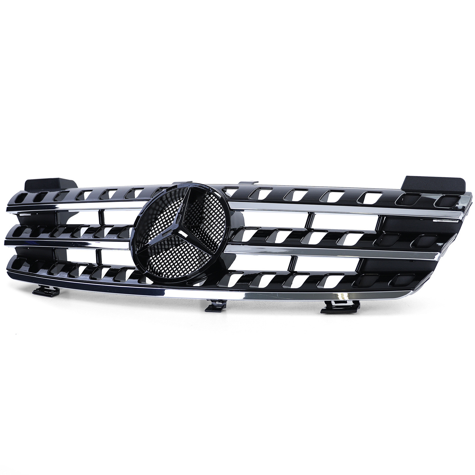 Autogrille - Mercedes M Klasse ML W164 05-08 - Zwart Hoogglans - Chroom Rand