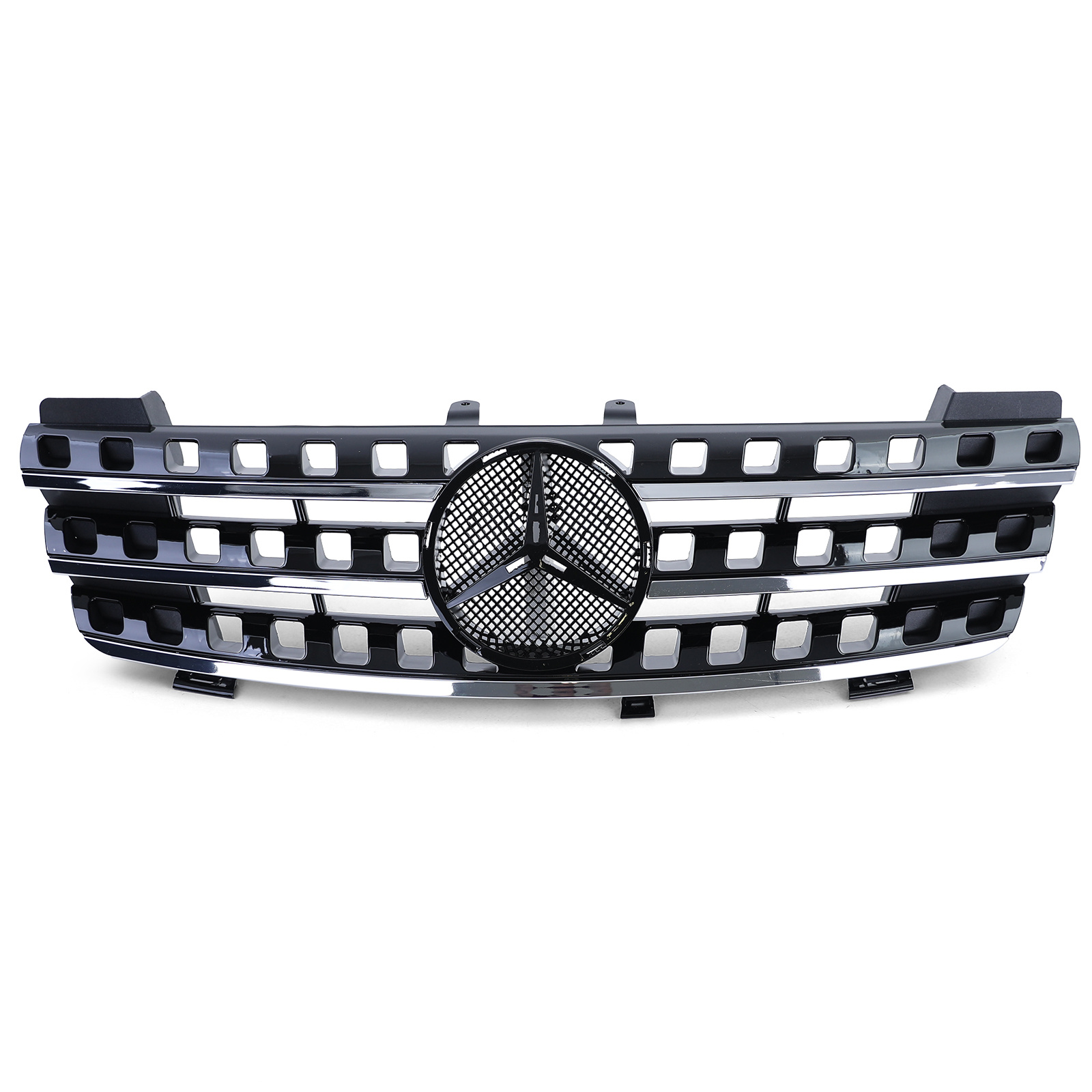 Autogrille - Mercedes M Klasse ML W164 05-08 - Zwart Hoogglans - Chroom Rand