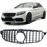 Autogrille geschikt voor Mercedes C-klasse W205 S205 14-18 - Zwarte glans - Sport optiek