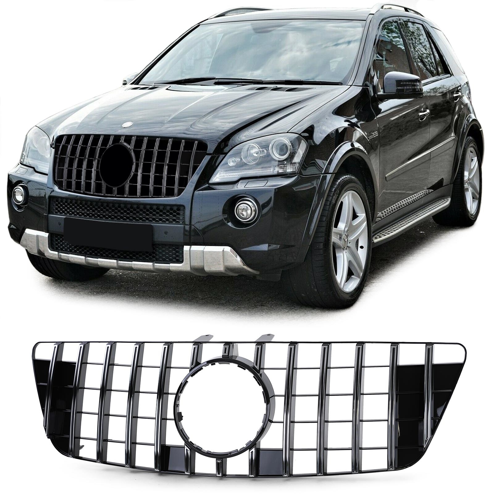 Autogrille geschikt voor Mercedes M Klasse ML W164 08-11 - Zwart Glans/Chroom - Sportief Verbeterde Look