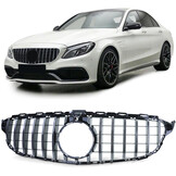 Autogrille geschikt voor Mercedes C Klasse W205 S205 - Zwart Glanzend Chroom - Sport Optiek