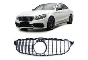 Autogrille geschikt voor Mercedes C Klasse W205 S205 - Zwart Glanzend Chroom - Sport Optiek
