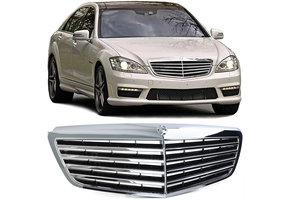 Autogrille - Mercedes S Klasse W221 Facelift 09-13 - Chroom - Sport rooster