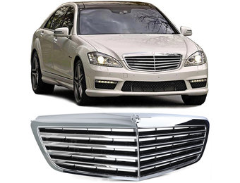 Autogrille - Mercedes S Klasse W221 Facelift 09-13 - Chroom - Sport rooster