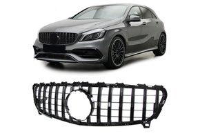 Autogrille geschikt voor Mercedes A-klasse W176 - Sportrooster - Glanzend Zwart