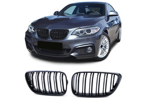 Sportgrille - geschikt voor BMW 2 Serie F22 F23 14-16 - Dubbele stang - Zwart glans