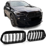 Sportgrille - BMW X2 F39 - dubbele stang - zwart glans