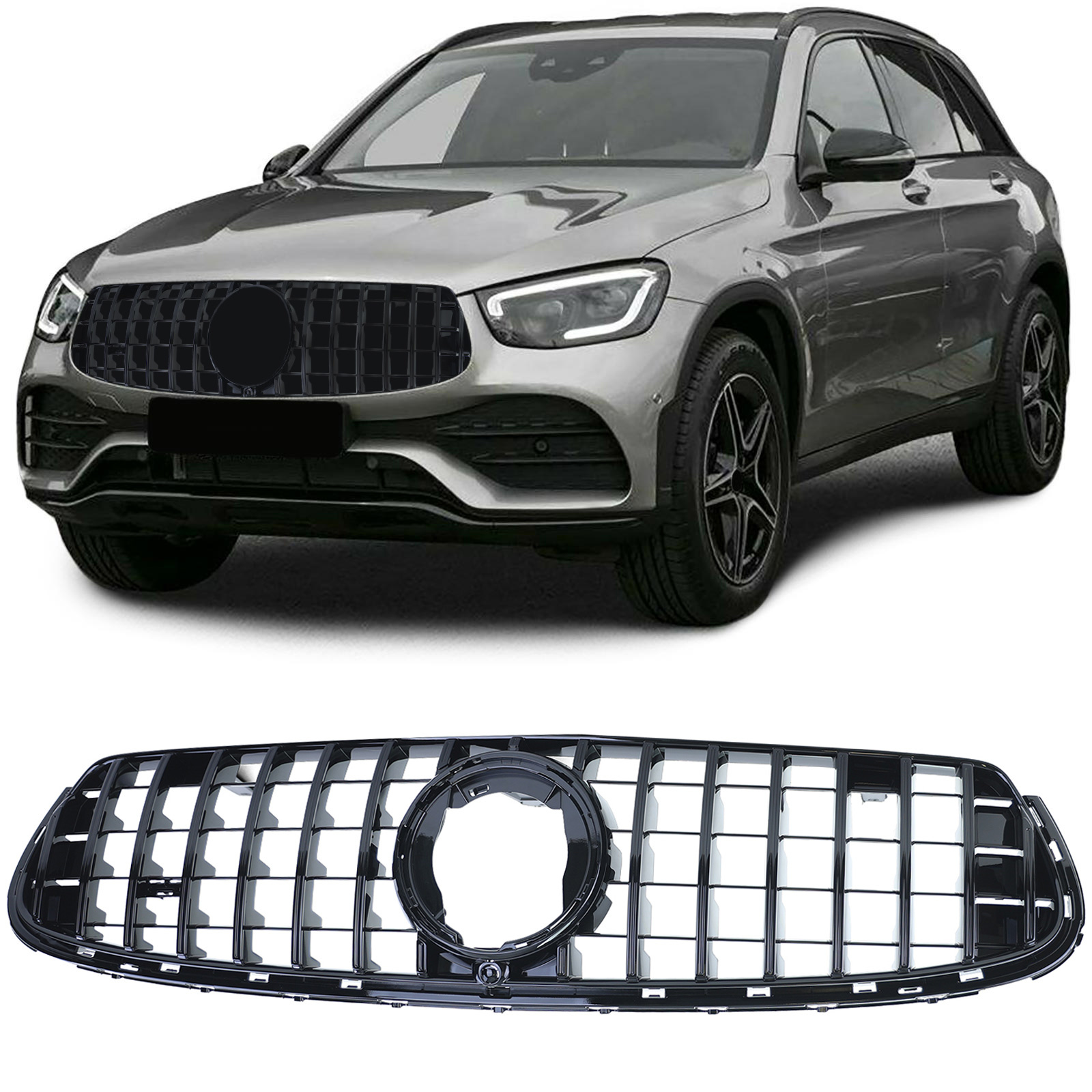 Radiateurrooster - Mercedes GLC X253 SUV - Sport optiek - Zwart glans