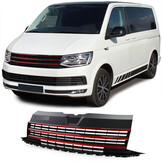 Autogrille geschikt voor VW T6 Bus Transporter 15-19 - Badgeloos - Rode strepen