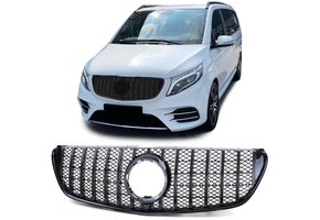 Autogrille - Mercedes V Klasse W447 pre-facelift - Sport optiek - Zwart glans
