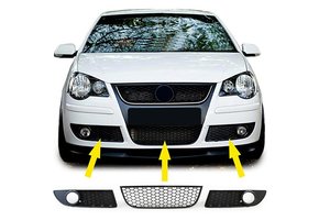 Honingraat grill - geschikt voor VW Polo 9N3 - OEM-kwaliteit - Honingraat ontwerp