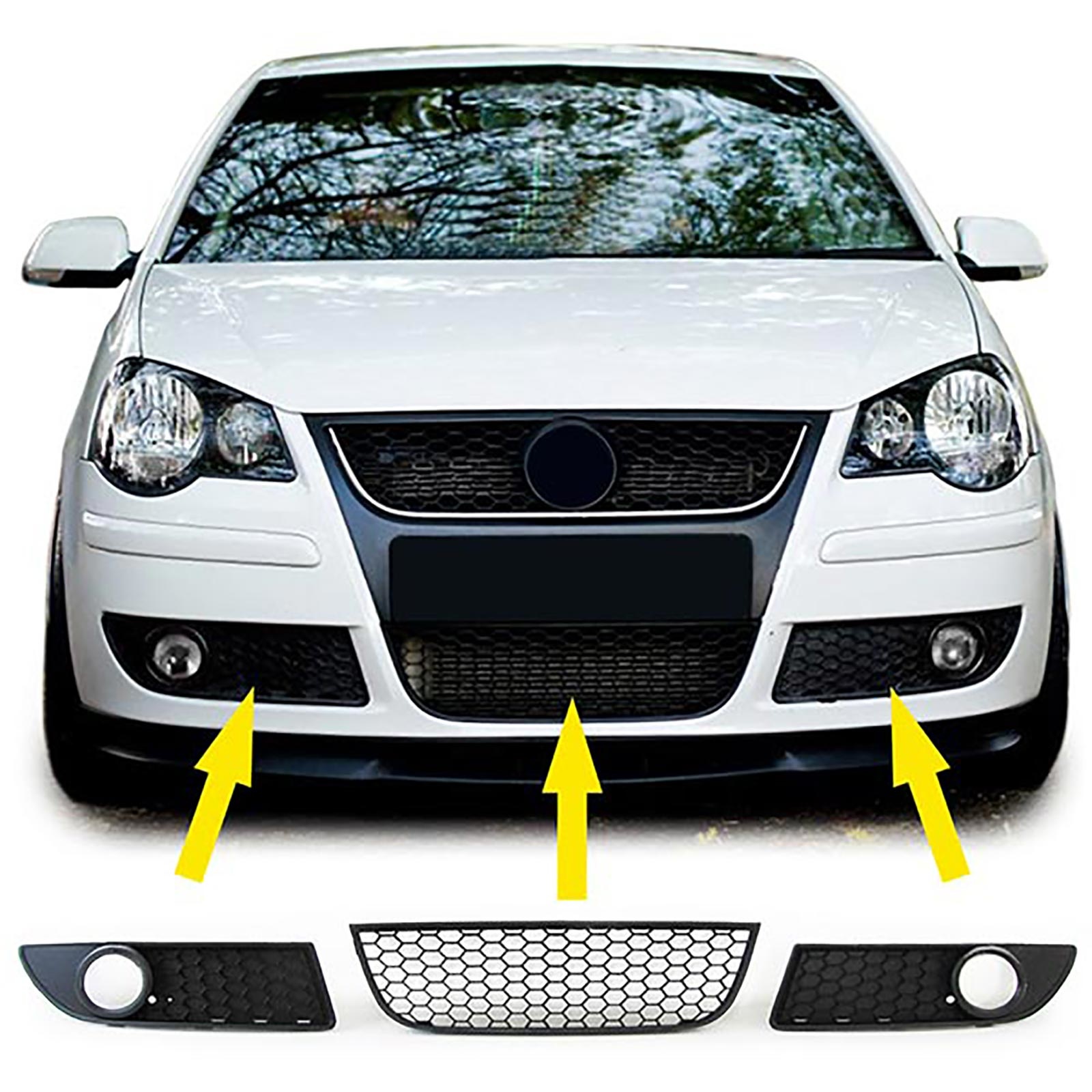 Honingraat grill - VW Polo 9N3 - OEM-kwaliteit - Honingraat ontwerp