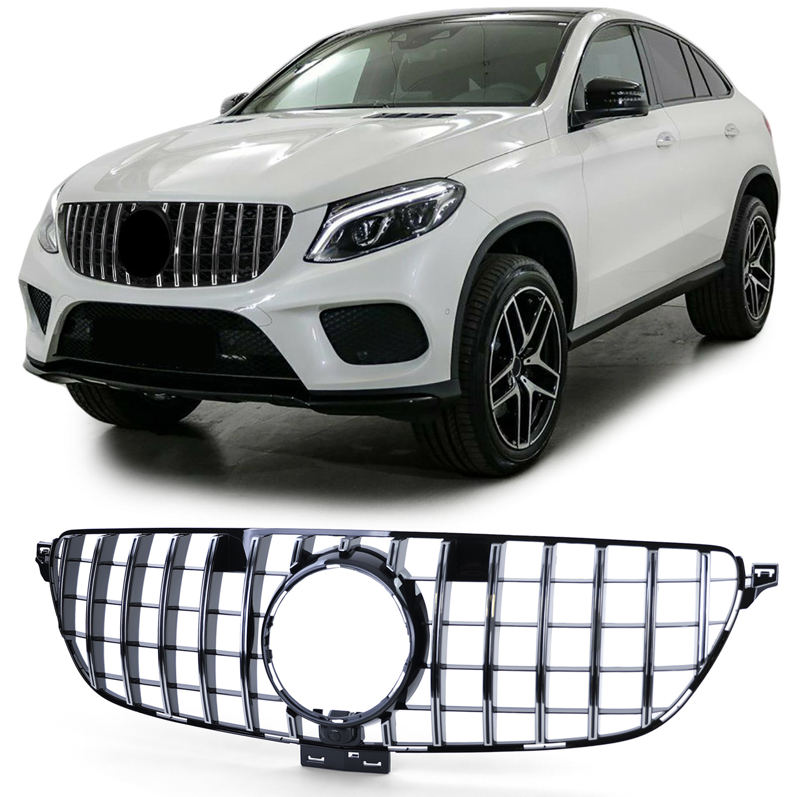 Autogrille - Mercedes GLE Coupe C292 - Sportrooster - Zwart Chroom