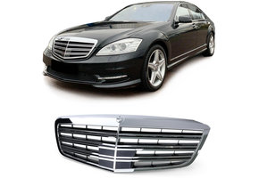 Sport Grill - geschikt voor Mercedes S klasse W221 zonder Distronic - Chroom - Hoge kwaliteit