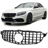 Autogrille - geschikt voor Mercedes C-klasse W205 S205 14-18 - Zwart Glans - Sportieve Uitvoering