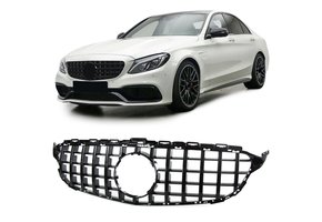 Autogrille - Mercedes C-klasse W205 S205 14-18 - Zwart Glans - Sportieve Uitvoering