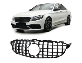 Autogrille - Mercedes C-klasse W205 S205 14-18 - Zwart Glans - Sportieve Uitvoering