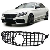 Autogrille - geschikt voor Mercedes C-klasse W205 S205 14-18 - Zwart Glans - Sportieve Uitvoering