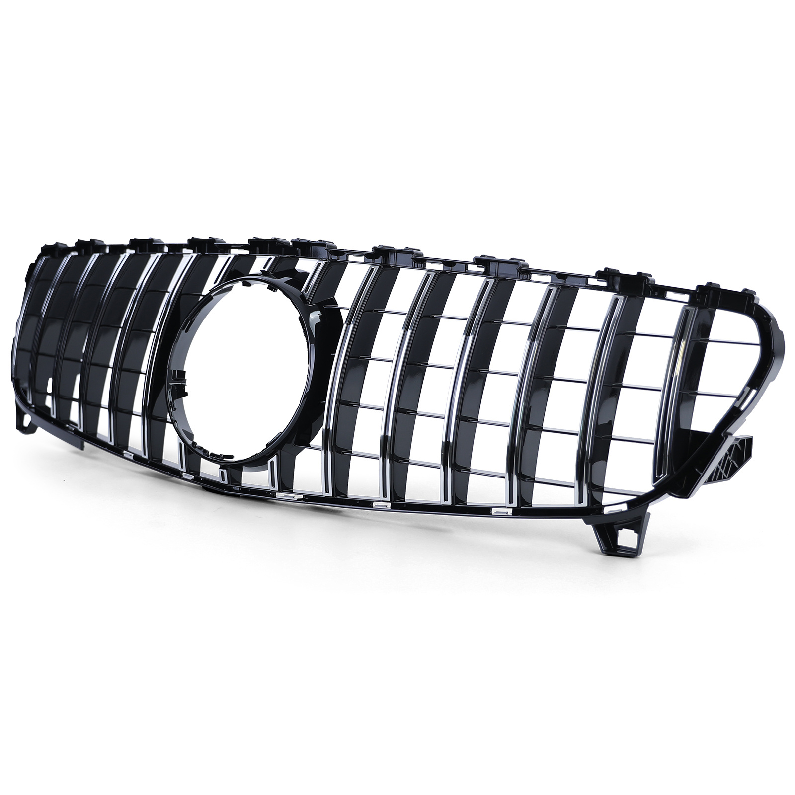 Autogrille geschikt voor Mercedes A-klasse W176 15-19 - Zwart Glans/Chroom - Sportieve look
