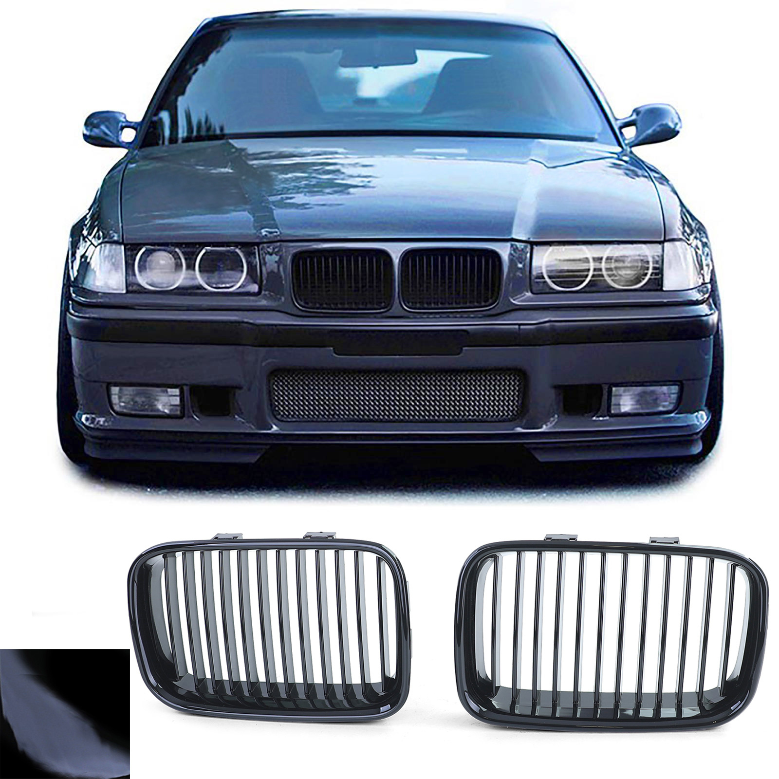Autogrille - BMW 3-serie E36 91-96 - Zwart Glans - Sport Rooster