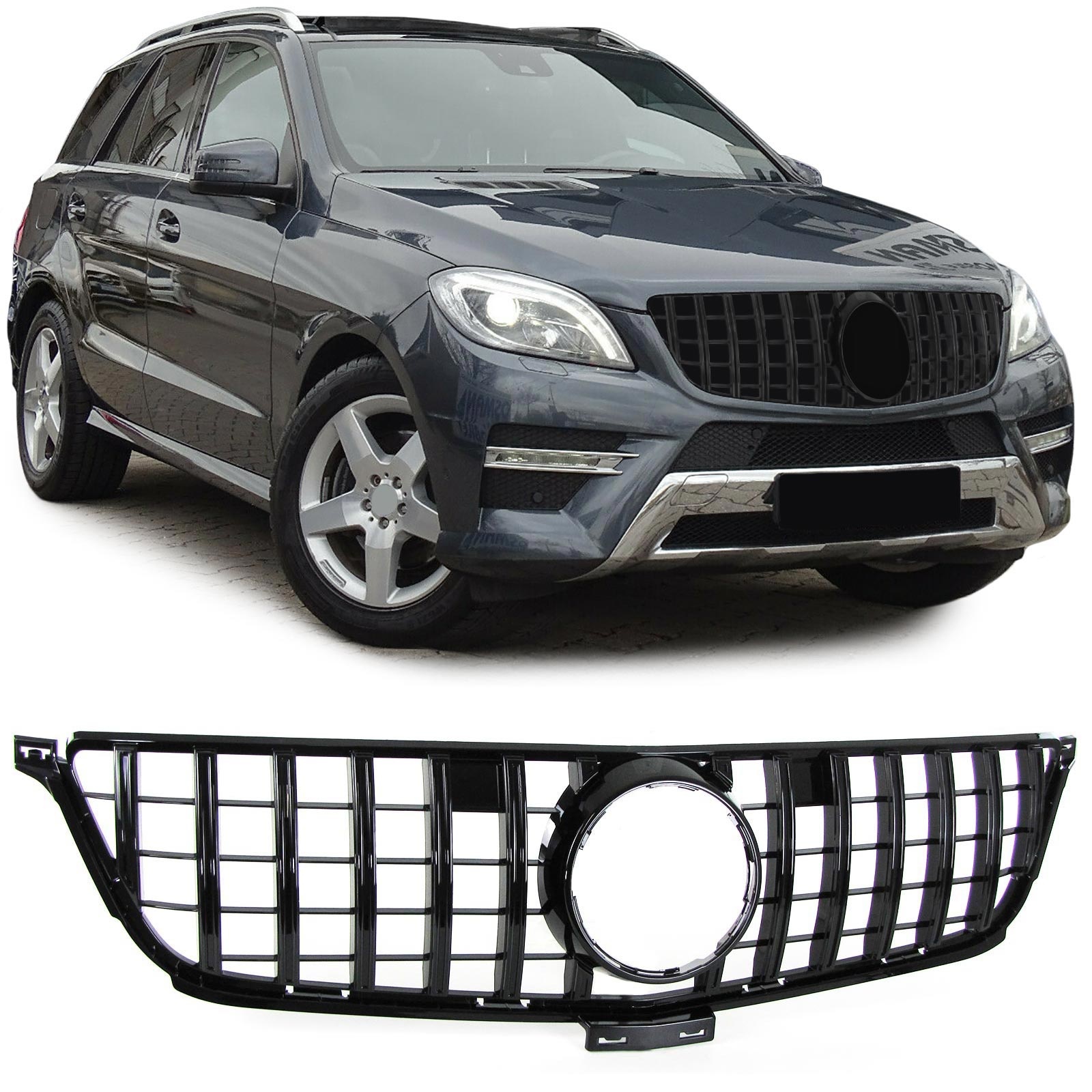 Autogrille - Mercedes ML W166 11-15 - Sportieve zwarte glanzende look