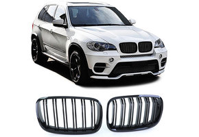 Sportgrill geschikt voor BMW X5 E70 X6 E71 - Dubbele stang - Zwart glans