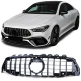 Autogrille geschikt voor Mercedes CLA C118 X118 - Zwart Glans/Chroom - Sport Optiek