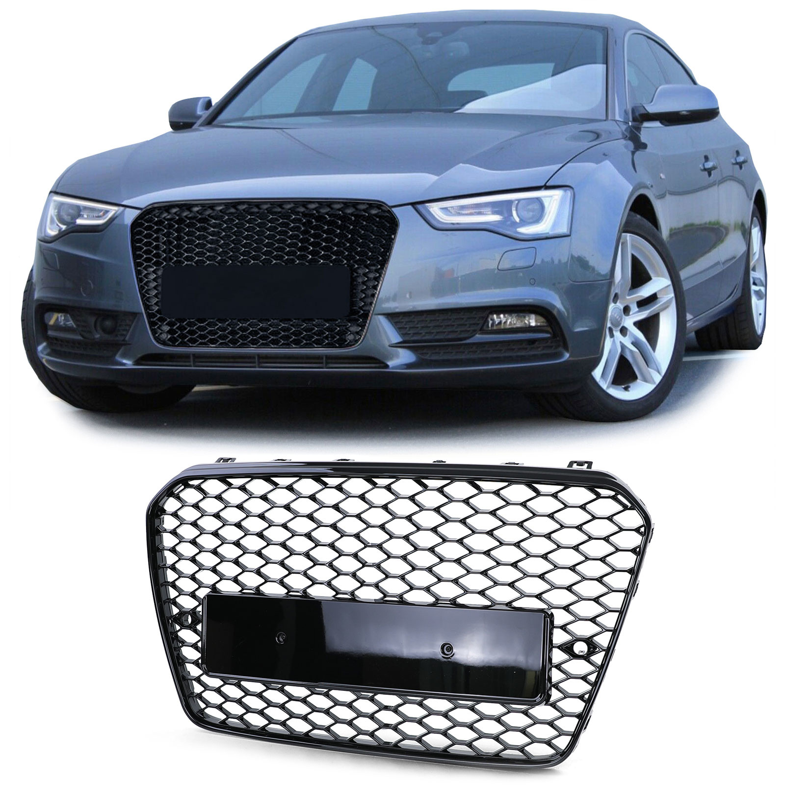 Autogrille - Audi A5 B8 8T 11-17 - Sport Optiek - Glanzend Zwart