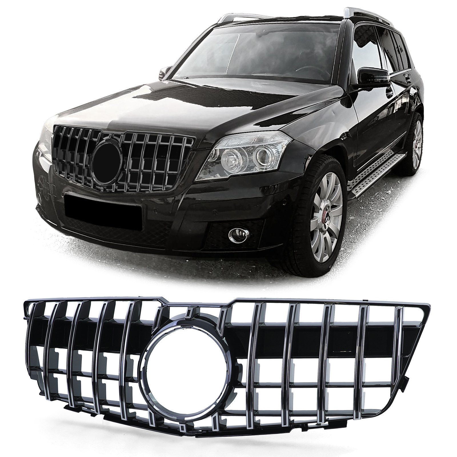 Autogrille - Mercedes GLK X204 08-12 - Zwart glans / chroom - Sport optiek