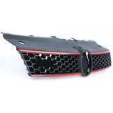 Autogrille geschikt voor VW Polo 5 6R 6C 09-17 - sport optiek - zwart glans met rode sierstrepen -