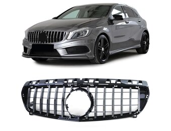 Autogrille - Mercedes A-klasse W176 12-15 - Sport optiek - Glans zwart/chroom