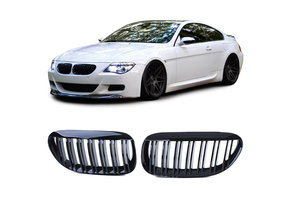 Autogrille geschikt voor BMW 6 Serie E63 E64 - Dubbele stang - Zwart glanzend