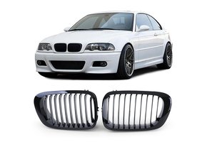 Sport Grill geschikt voor BMW 3 Serie E46 Coupe Cabrio 99-03 - 2-delig - Zwart glans
