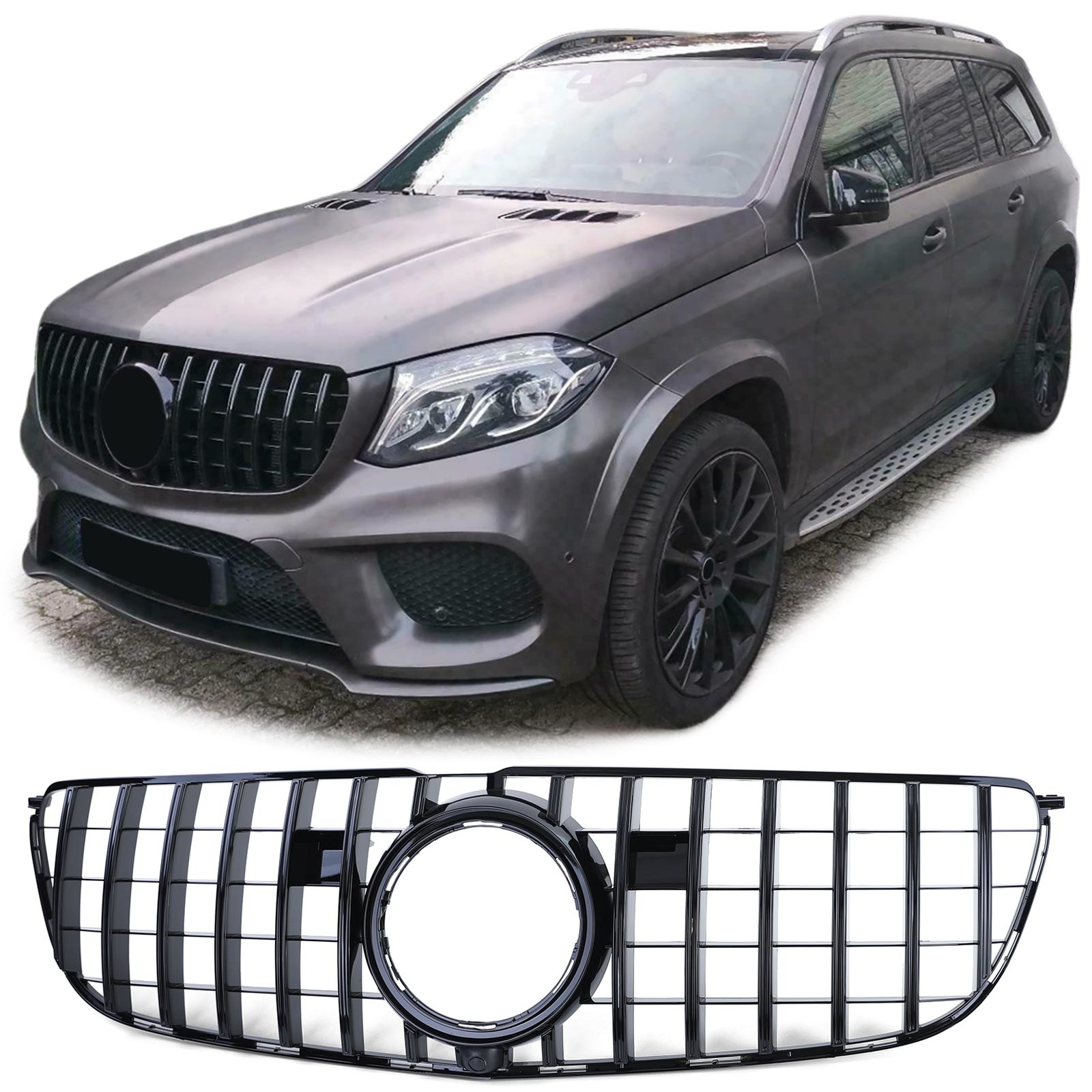 Autogrille geschikt voor Mercedes GLS X166 15-19 - Zwart Glans - Sport Optiek
