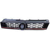 Autogrille - VW Polo 5 6R 6C 09-17 - Sport optiek - Glanzend zwart met rode sierstreep