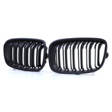 Grill Nieren geschikt voor BMW 1 serie F20 F21 10-14 - Dubbele stang - Perf. Zwart Mat