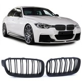 Grill nieren - geschikt voor BMW 3 Serie F30 F31 11-19 - Sportradiatorrooster dubbele stang - PERFORMANCE ZWART MAT