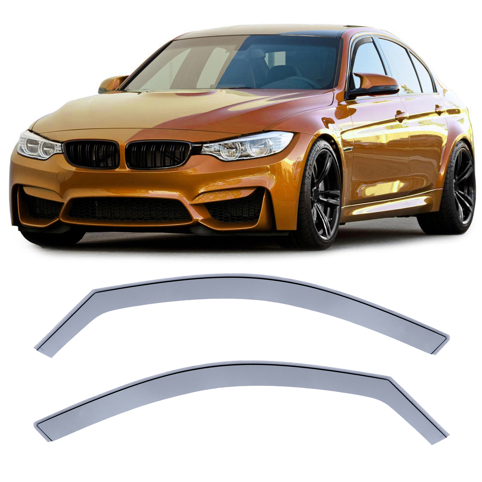 Zijwindschermen geschikt voor BMW 3 Serie F30 F31 11-19 - Zwarte rook - Passend en aerodynamisch